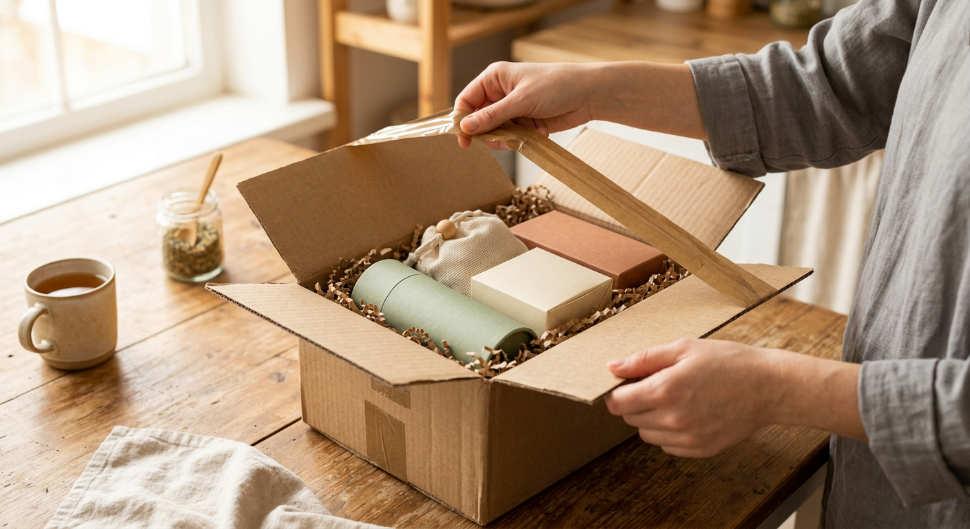 SpinAndSnag Tea package being delivered and unboxed